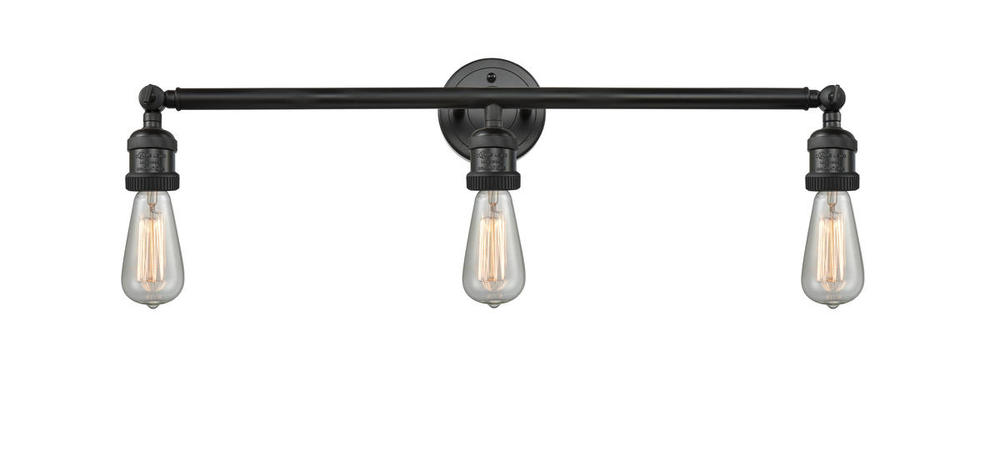 Bare Bulb - 3 Light - 30 inch - Matte Black - Bath Vanity Light