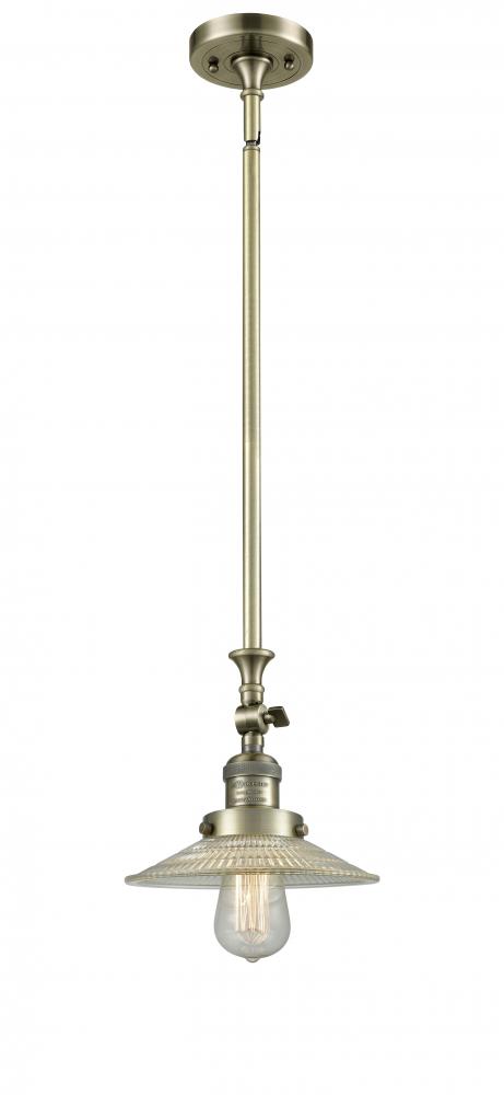 Halophane - 1 Light - 9 inch - Antique Brass - Stem Hung - Mini Pendant