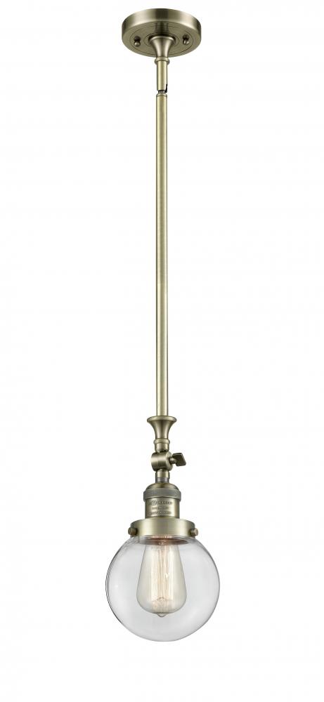 Beacon - 1 Light - 6 inch - Antique Brass - Stem Hung - Mini Pendant