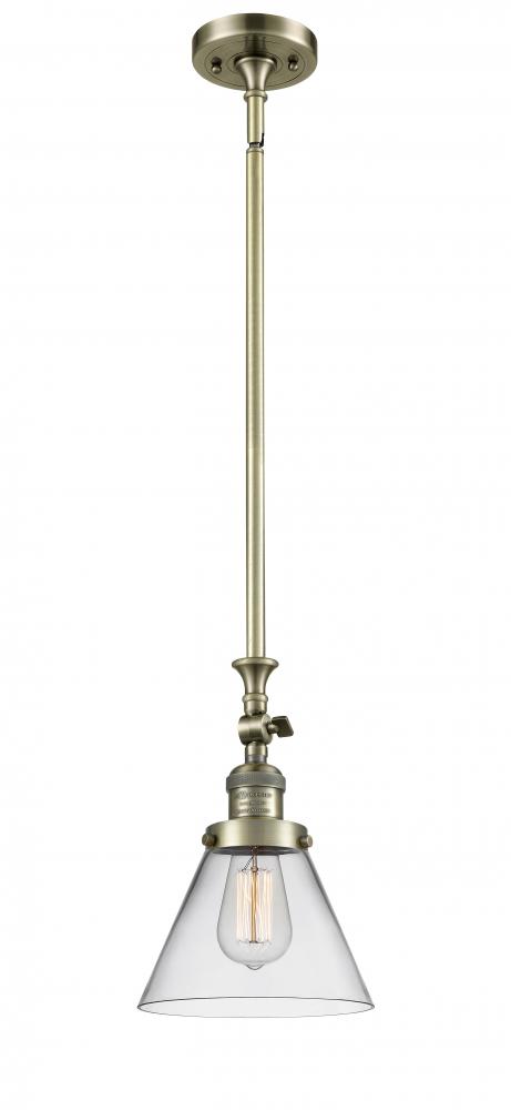 Cone - 1 Light - 8 inch - Antique Brass - Stem Hung - Mini Pendant