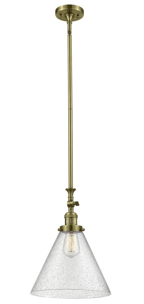 Cone - 1 Light - 12 inch - Antique Brass - Stem Hung - Mini Pendant
