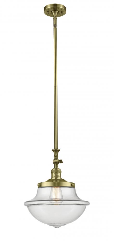 Oxford - 1 Light - 12 inch - Antique Brass - Stem Hung - Mini Pendant
