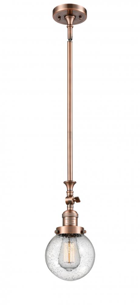 Beacon - 1 Light - 6 inch - Antique Copper - Stem Hung - Mini Pendant