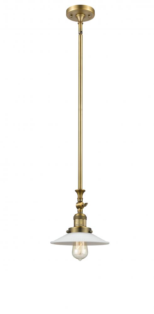 Halophane - 1 Light - 9 inch - Brushed Brass - Stem Hung - Mini Pendant