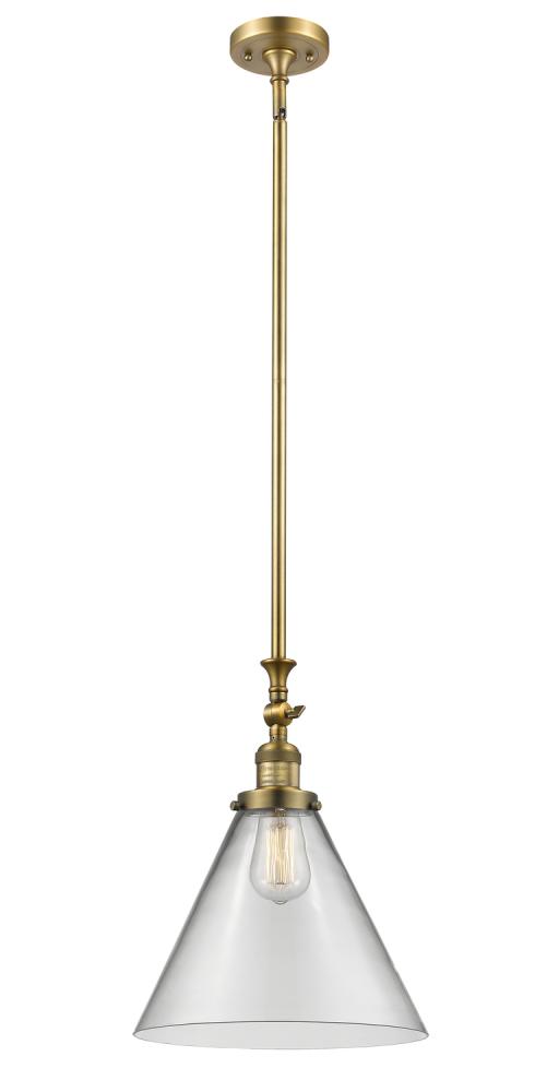 Cone - 1 Light - 12 inch - Brushed Brass - Stem Hung - Mini Pendant
