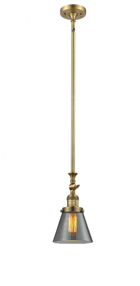 Cone - 1 Light - 6 inch - Brushed Brass - Stem Hung - Mini Pendant