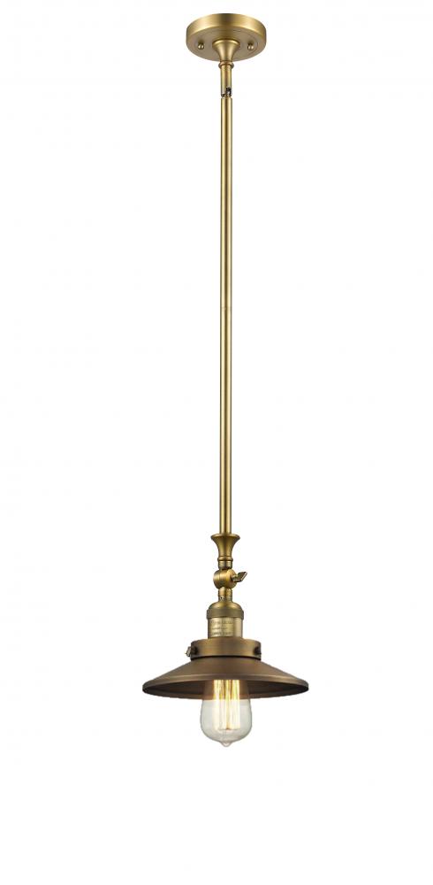 Railroad - 1 Light - 8 inch - Brushed Brass - Stem Hung - Mini Pendant