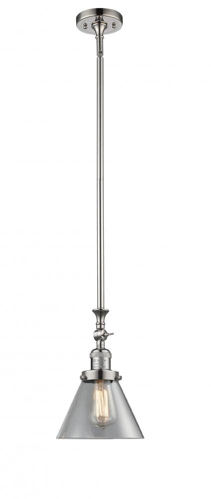 Cone - 1 Light - 8 inch - Polished Nickel - Stem Hung - Mini Pendant