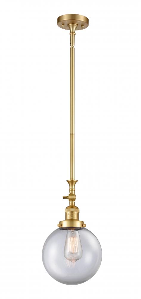 Beacon - 1 Light - 8 inch - Satin Gold - Stem Hung - Mini Pendant