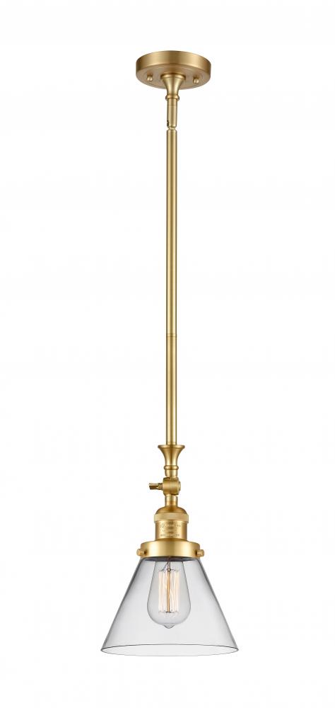 Cone - 1 Light - 8 inch - Satin Gold - Stem Hung - Mini Pendant