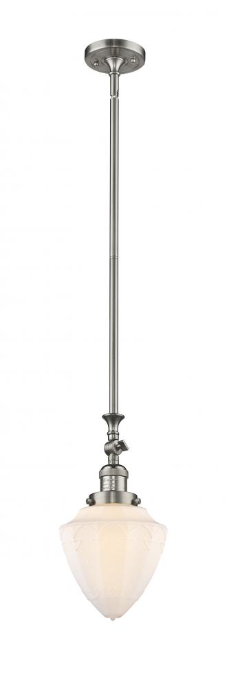 Bullet - 1 Light - 7 inch - Brushed Satin Nickel - Stem Hung - Mini Pendant