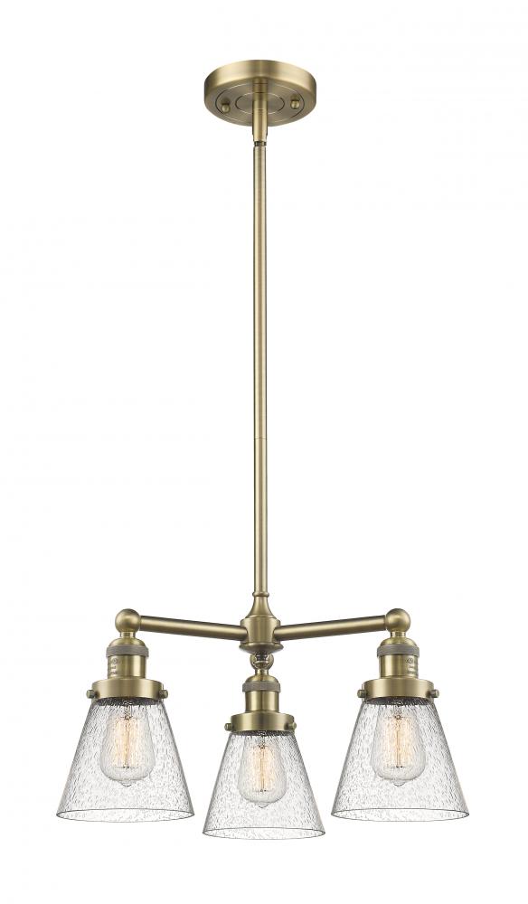 Cone - 3 Light - 19 inch - Antique Brass - Stem Hung - Chandelier