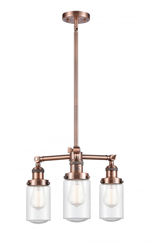 Dover - 3 Light - 17 inch - Antique Copper - Stem Hung - Chandelier