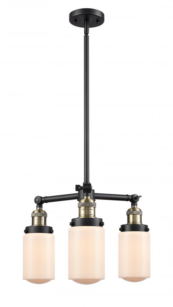 Dover - 3 Light - 17 inch - Black Antique Brass - Stem Hung - Chandelier