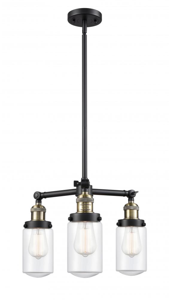 Dover - 3 Light - 17 inch - Black Antique Brass - Stem Hung - Chandelier