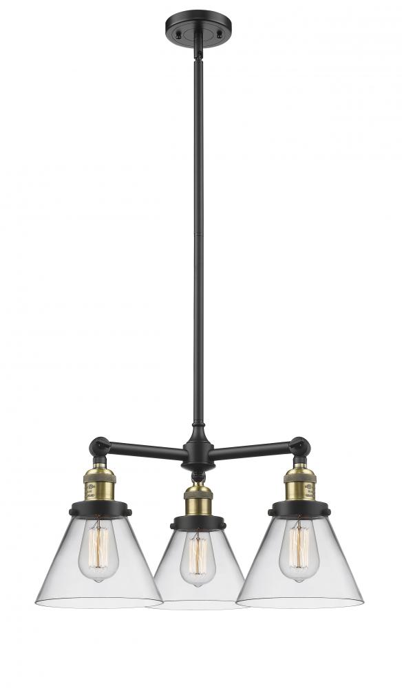 Cone - 3 Light - 22 inch - Black Antique Brass - Stem Hung - Chandelier