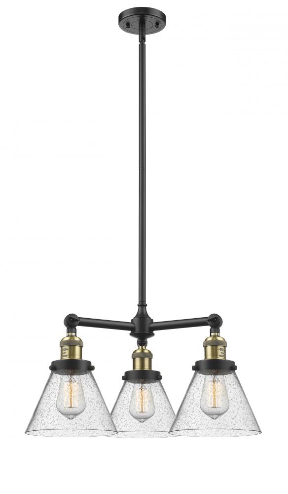 Cone - 3 Light - 22 inch - Black Antique Brass - Stem Hung - Chandelier