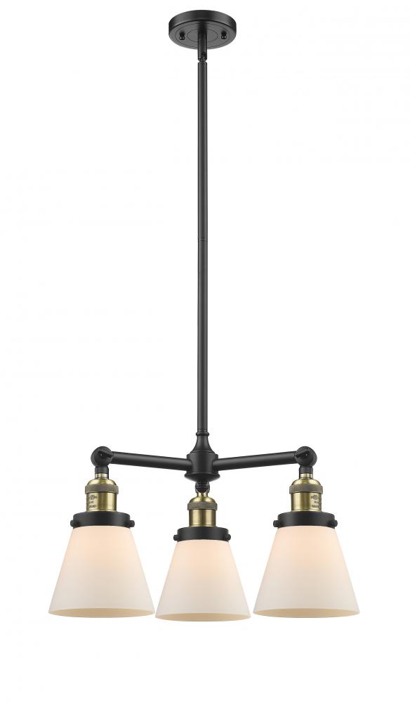 Cone - 3 Light - 19 inch - Black Antique Brass - Stem Hung - Chandelier