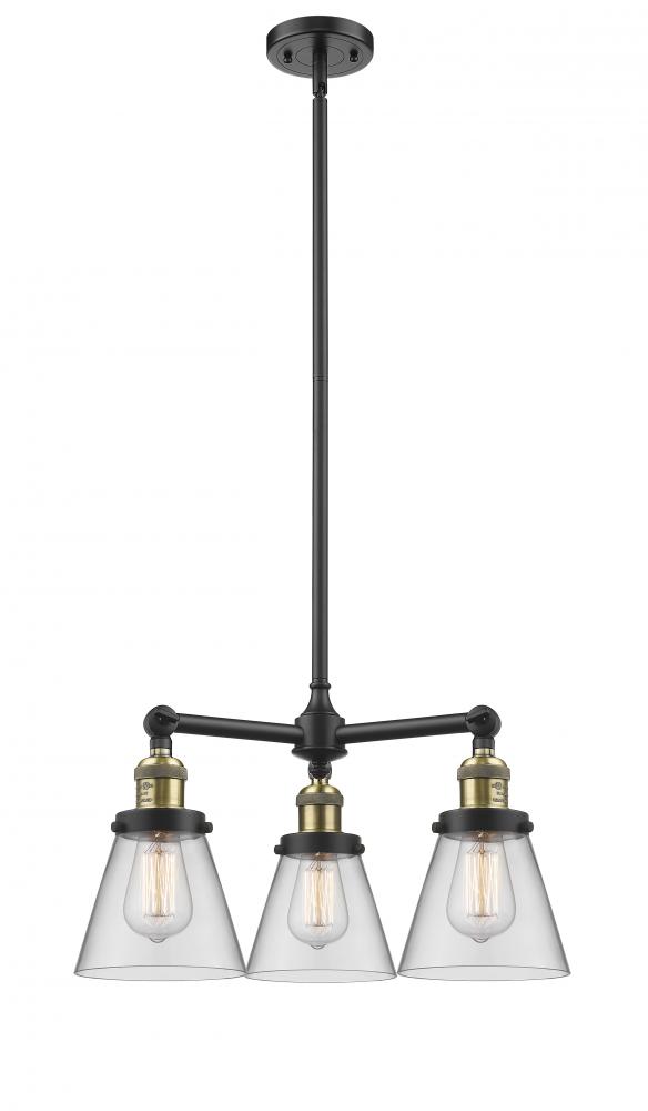 Cone - 3 Light - 19 inch - Black Antique Brass - Stem Hung - Chandelier