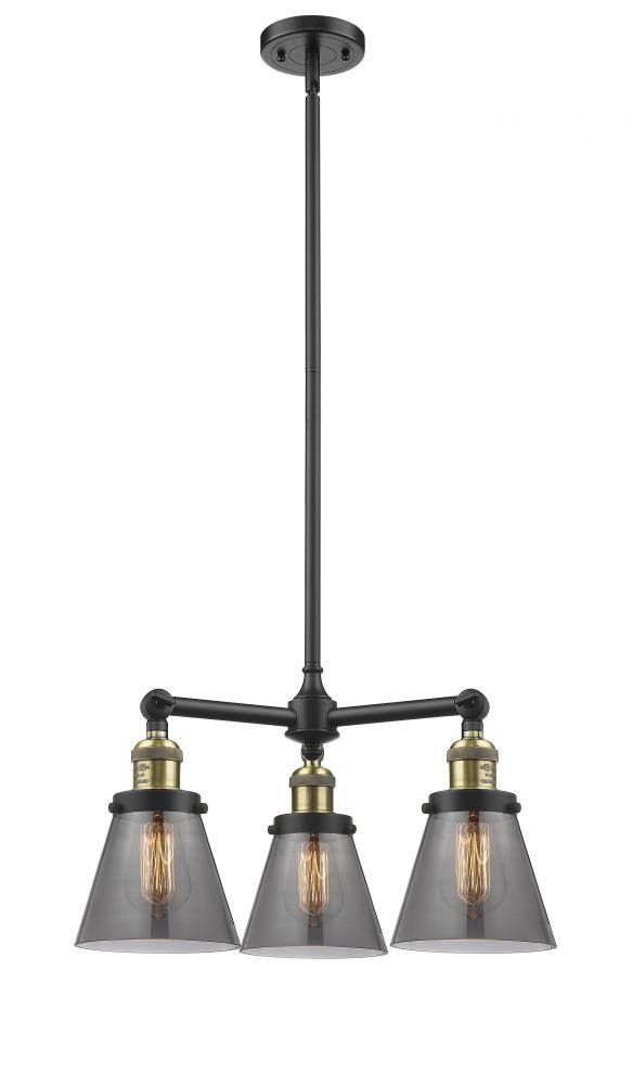 Cone - 3 Light - 19 inch - Black Antique Brass - Stem Hung - Chandelier