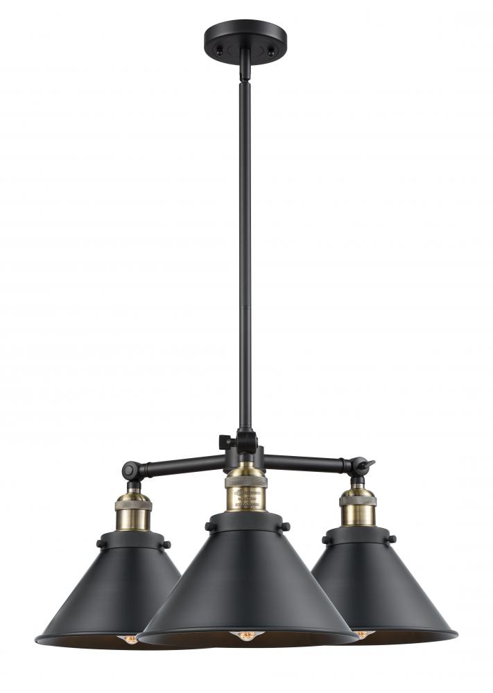 Briarcliff - 3 Light - 24 inch - Black Antique Brass - Stem Hung - Chandelier