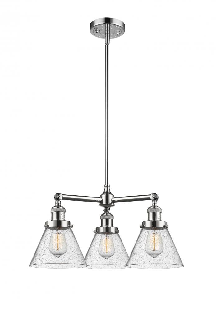 Cone - 3 Light - 22 inch - Polished Chrome - Stem Hung - Chandelier