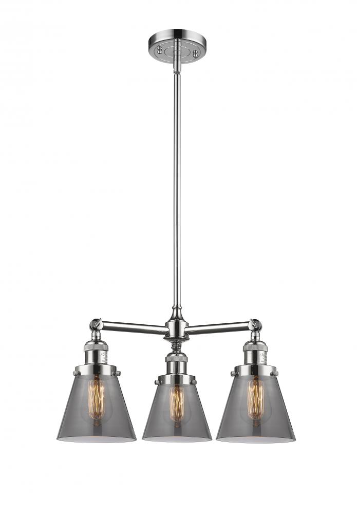 Cone - 3 Light - 19 inch - Polished Chrome - Stem Hung - Chandelier