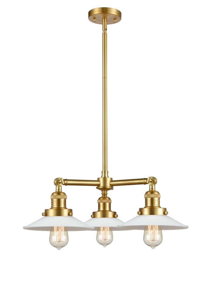 Halophane - 3 Light - 22 inch - Satin Gold - Stem Hung - Chandelier