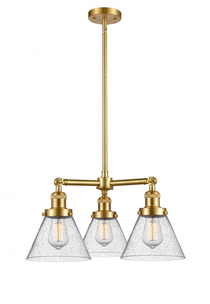 Cone - 3 Light - 22 inch - Satin Gold - Stem Hung - Chandelier