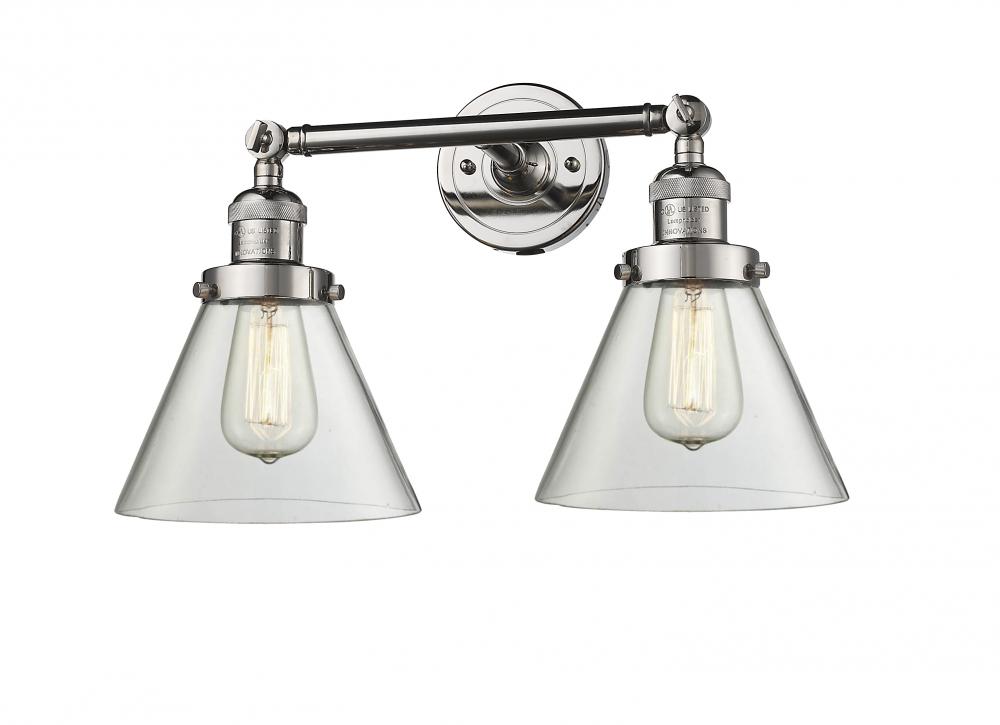 Cone - 2 Light - 18 inch - Polished Nickel - Bath Vanity Light