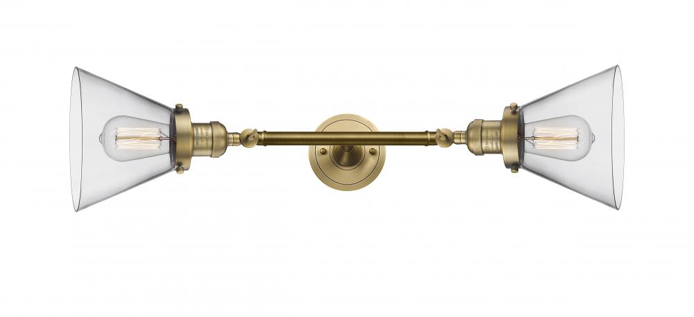 Cone - 2 Light - 8 inch - Brushed Brass - Bath Vanity Light