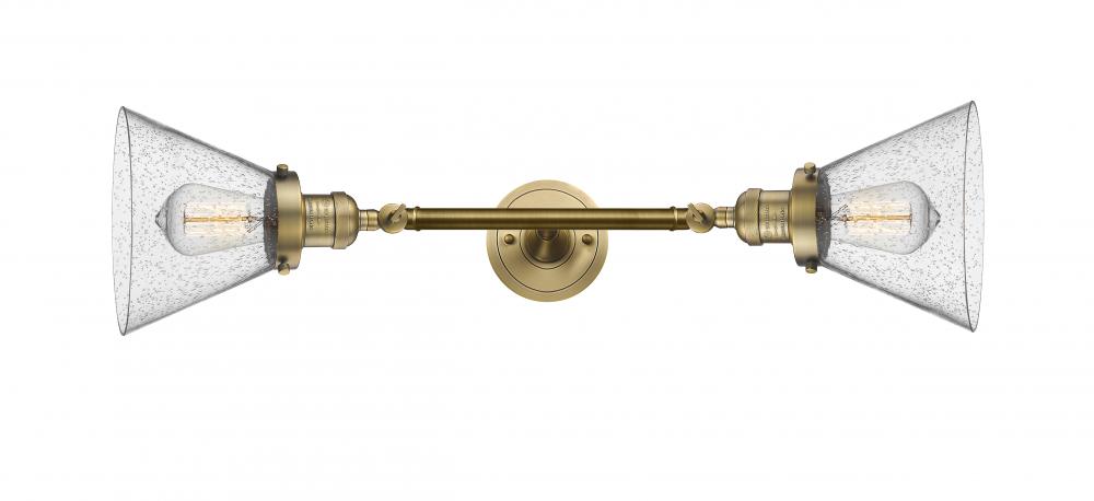 Cone - 2 Light - 8 inch - Brushed Brass - Bath Vanity Light