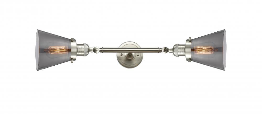 Cone - 2 Light - 6 inch - Brushed Satin Nickel - Bath Vanity Light