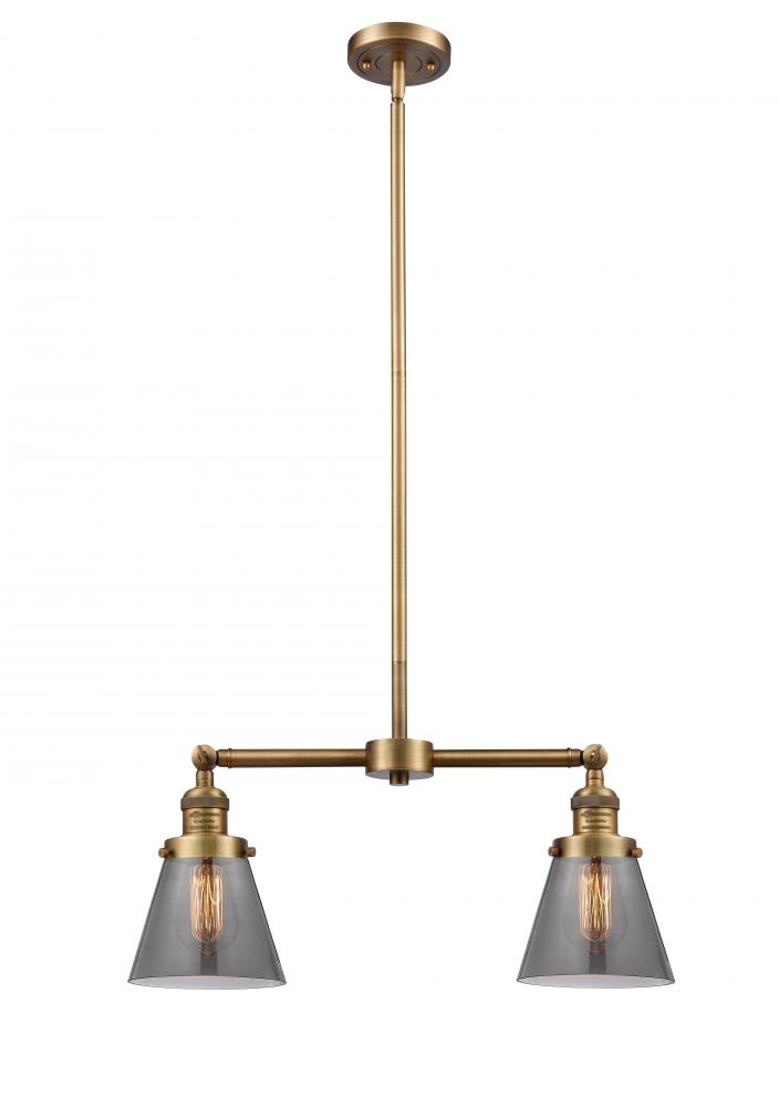 Cone - 2 Light - 21 inch - Brushed Brass - Stem Hung - Island Light