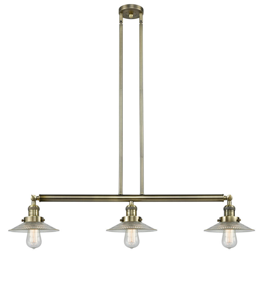 Halophane - 3 Light - 41 inch - Antique Brass - Stem Hung - Island Light