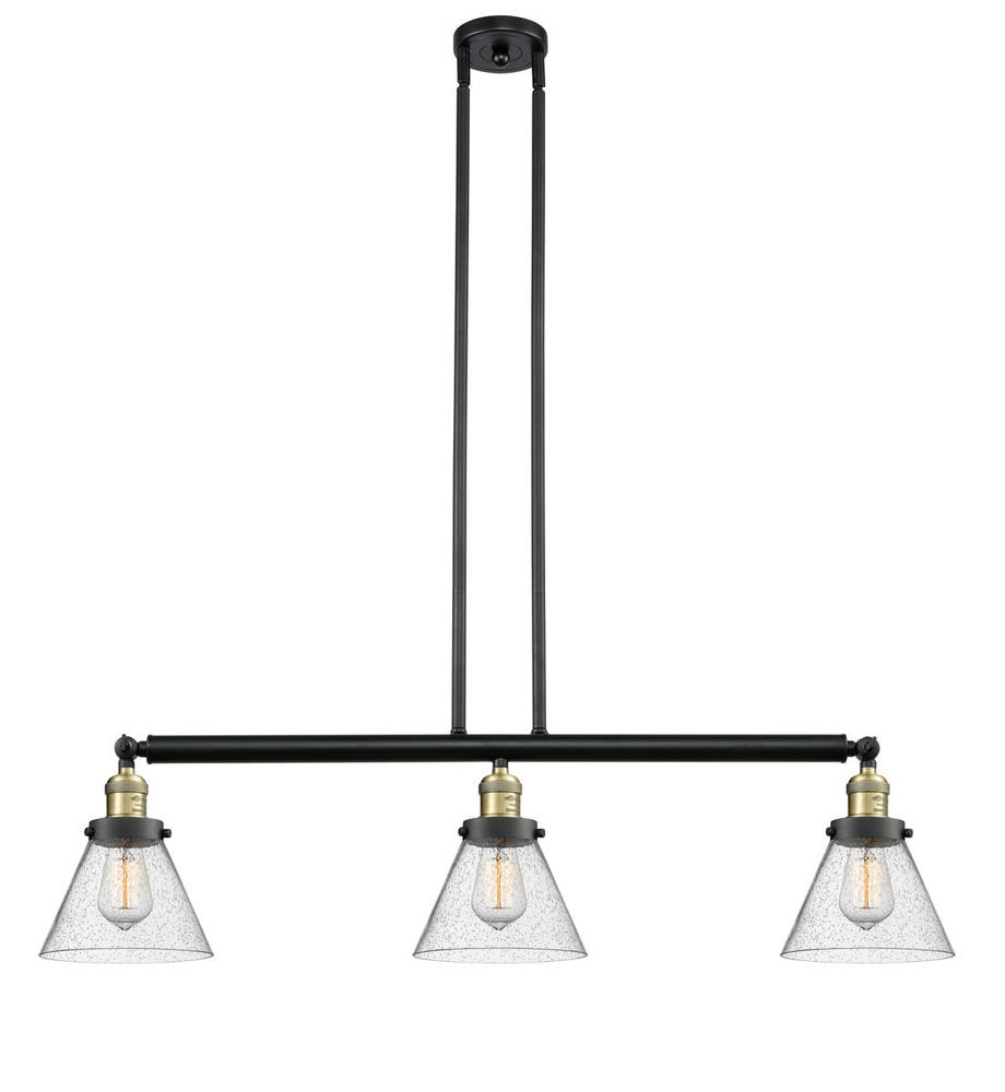 Cone - 3 Light - 40 inch - Black Antique Brass - Stem Hung - Island Light