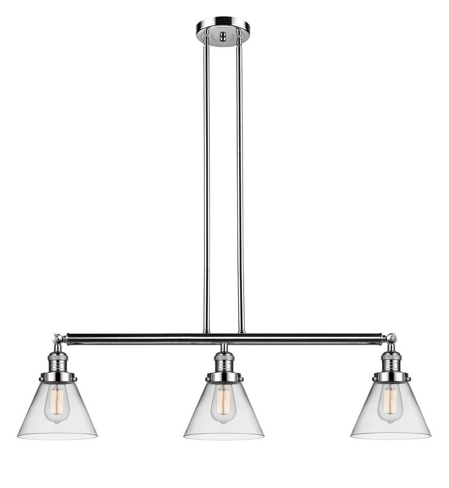 Cone - 3 Light - 40 inch - Polished Nickel - Stem Hung - Island Light