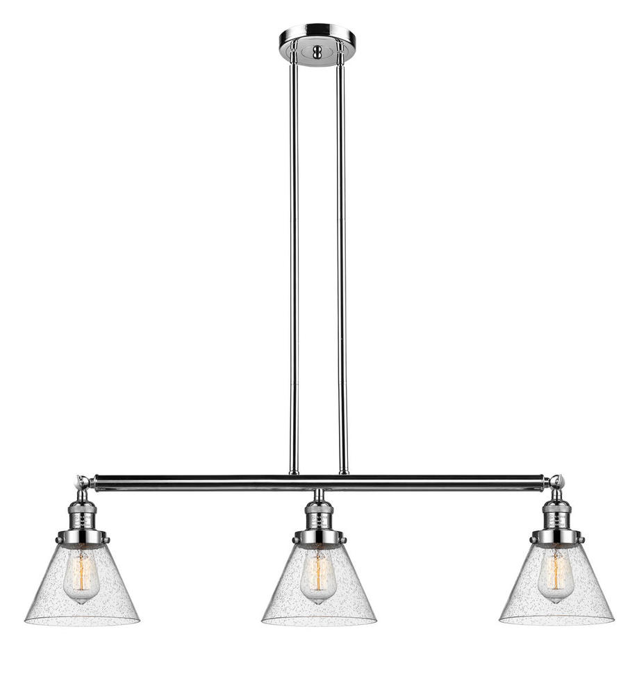 Cone - 3 Light - 40 inch - Polished Nickel - Stem Hung - Island Light