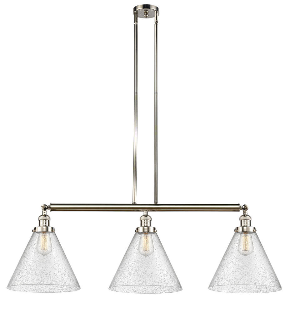 Cone - 3 Light - 44 inch - Polished Nickel - Stem Hung - Island Light