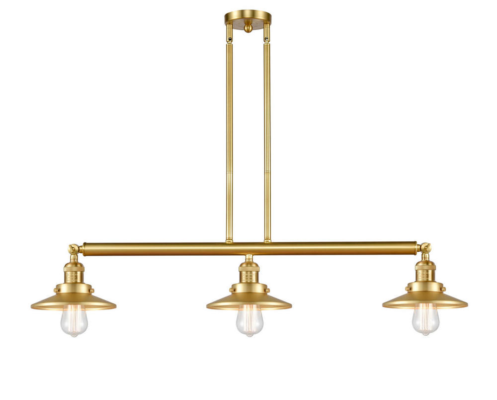 Railroad - 3 Light - 41 inch - Satin Gold - Stem Hung - Island Light