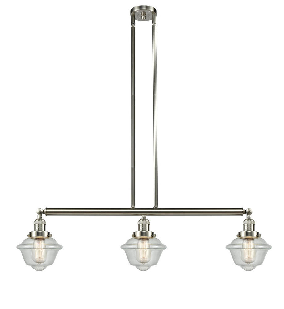 Oxford - 3 Light - 40 inch - Brushed Satin Nickel - Stem Hung - Island Light