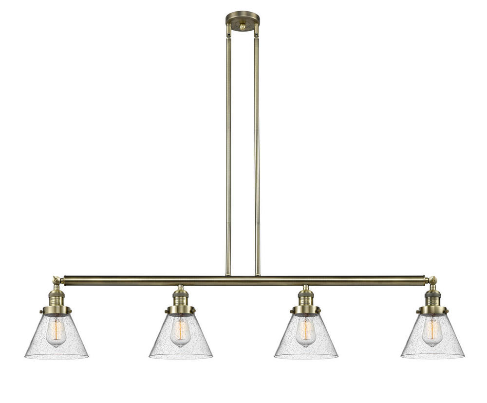 Cone - 4 Light - 52 inch - Antique Brass - Stem Hung - Island Light