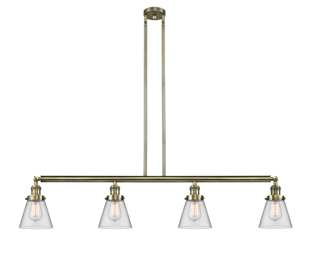 Cone - 4 Light - 51 inch - Antique Brass - Stem Hung - Island Light