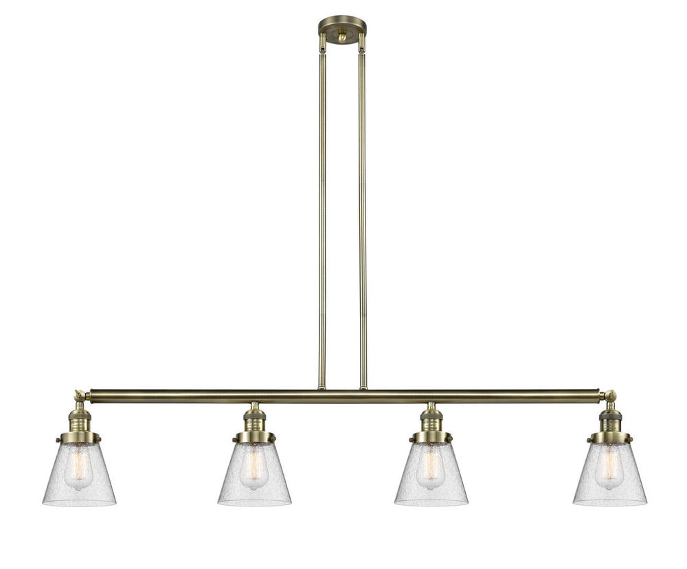 Cone - 4 Light - 51 inch - Antique Brass - Stem Hung - Island Light