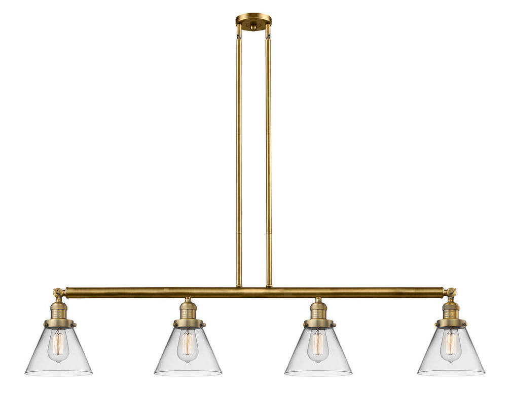 Cone - 4 Light - 52 inch - Brushed Brass - Stem Hung - Island Light