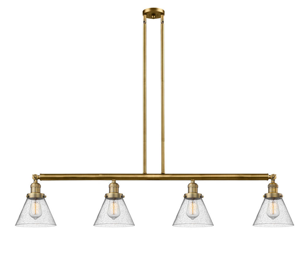 Cone - 4 Light - 52 inch - Brushed Brass - Stem Hung - Island Light