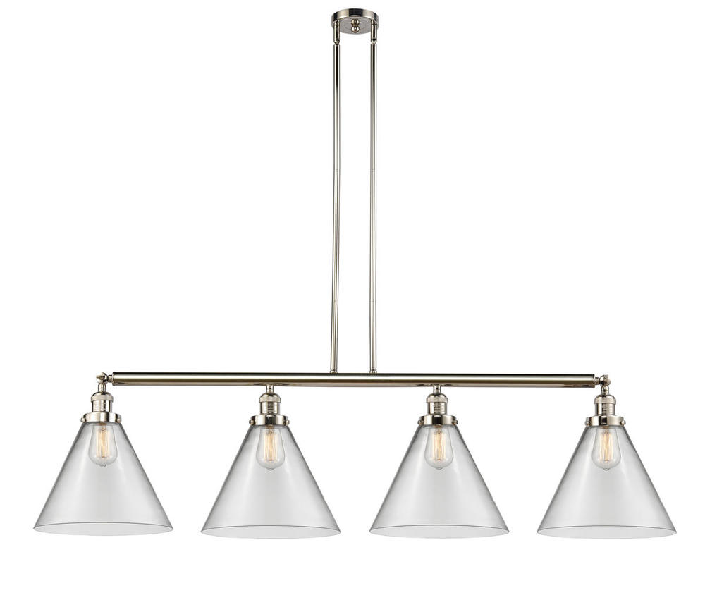 Cone - 4 Light - 56 inch - Polished Nickel - Stem Hung - Island Light