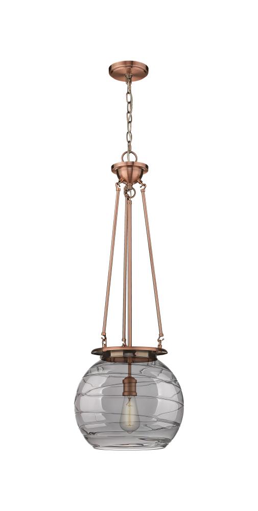 Athens Deco Swirl - 1 Light - 14 inch - Antique Copper - Chain Hung - Pendant