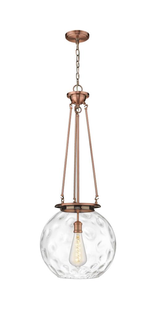 Athens Water Glass - 1 Light - 16 inch - Antique Copper - Chain Hung - Pendant