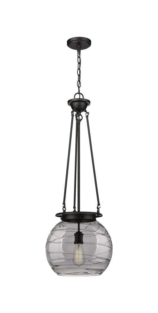 Athens Deco Swirl - 1 Light - 14 inch - Matte Black - Chain Hung - Pendant